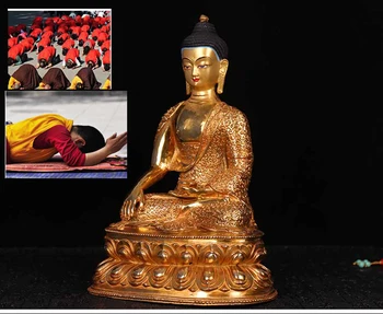 ДОБРА статуя на Буда # голямото# 2020 Семеен Талисман ефективна Защита на # Тибетски Тибетски будизъм Позлата месинг статуя на Буда