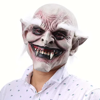 Бял челото на стария демон 2019 ужасен Хелоуин маска на демон вампир външна търговия духове къща, тоалетка подпори латексный калъф