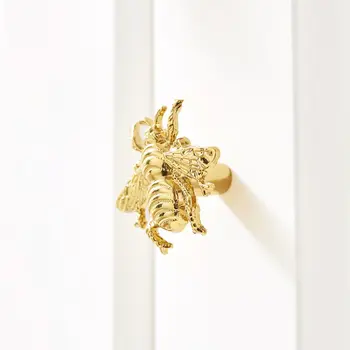 Модерна проста рамка, която да дръжката на гардероба индивидуалността, творчеството на малката пчела месинг шкаф за обувки шкаф врата златен шкаф с една дупка