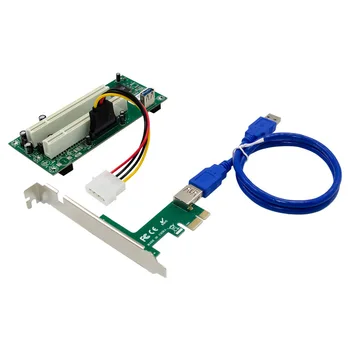 Адаптер, PCIE X1 слот за PCI Карта за разширение с два слота PCI Конверсионная карта Щепсела и да играе Безплатен Диск с USB 3.0 15-пинов кабел SATA