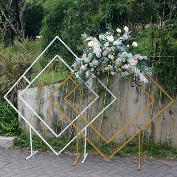 Арка Таблетка Полк Фон Четириъгълна Рамка Геометрия Поставка За Цветя Подпори За Снимане На Сватба Състав Декор