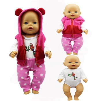 Топъл костюм, подходящ за новородено бебе 43 см, Дрехи за кукла, Аксесоари за кукли 17/18 инча, Детска кукла