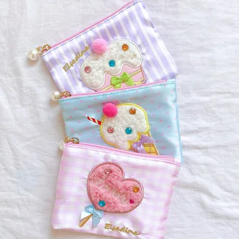 Високо Качество на Япония Сладък Сладолед бродерия текстилен чанта Торта козметични чанти, грим, подаръци за момичета