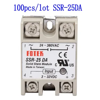 100 бр./лот SSR-25DA SSR-40DA 50DA SSR-60DA Монофазен solid state relay модул вход 3-32 vdc изход 24-380 ac