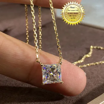Твърдо Колие от 18-каратово злато Au750 2ct С муассанитовым диамантен пръстен DVVS цвят С национален сертификат 001