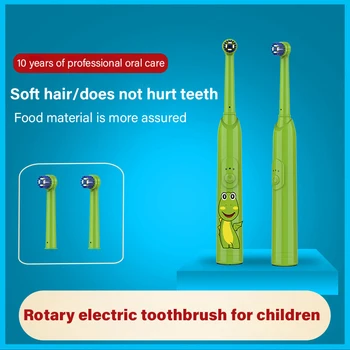 Детска Умна Въртяща се Електрическа четка за Зъби от 3 до 13 години Четка за Зъби с USB Зареждане Инструмент за почистване и избелване на Зъбите