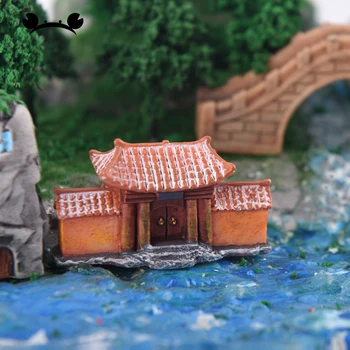 1 комплект Старинна Къща, направи си САМ Миниатюрен Пейзаж Градските Порти Декорации от Смола Занаяти Играчки за Деца, Приказна Градина Бонсай Открит Пейзаж