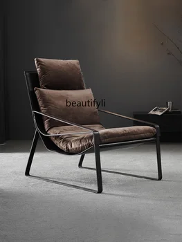 zqLight Луксозно Одноместное стол-диван от естествена кожа с седло в скандинавски стил, стол за почивка в хола и хотел, стол за почивка на Балкона