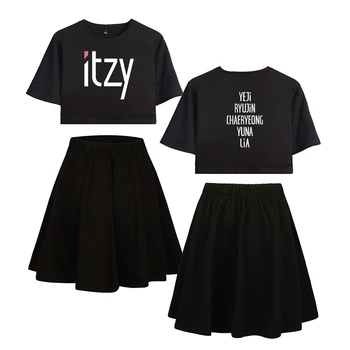 ITZY Дамски Комплекти от две части, Горещи Нови Летни черни Отворени ризи с Пъпа + черна Къса Пола, дамски комплекти от две части