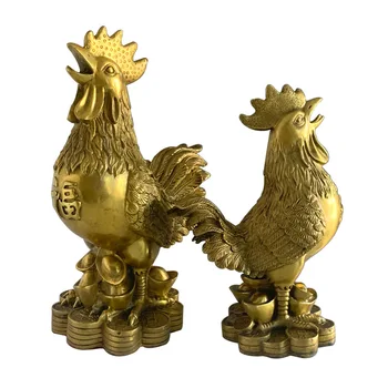 Златен Пиле Декор Позлата Щастлив Петел Бронзова Статуя на Петел Хол TV Шкаф Статуетки на Китайски Орнаменти