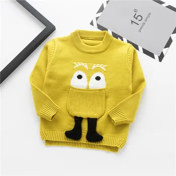Модерен детски пуловер за есента и зимата, топли плетени пуловери за момчета, детски връхни облекла