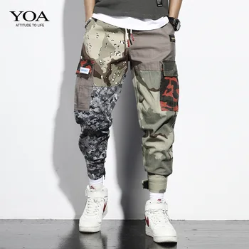 Камуфлажни панталони карго мъжки лоскутные панталони шият панталони Мъжки ежедневни хип-хоп панталони за джогинг Градинска мода