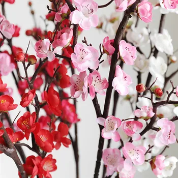 Китайски Стил Единични Изкуствени Цветя Wintersweet Бял Червен Розов Са На Разположение За Домашна Масата Сватбена Украса