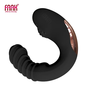 FAAK U-Образна форма Вибратор Двойка на Секс Играчки USB Акумулаторни G Spot Клитора Вибратори за мастурбация на простатата силиконова оребрена анален накрайник