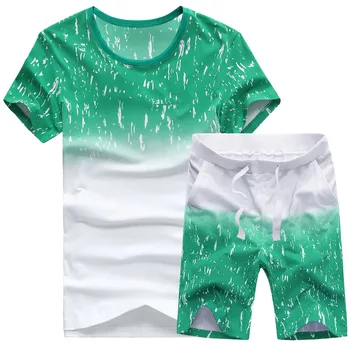 Летни мъжки тениски с къс ръкав и празно логото, висококачествени памучни мъжки тениски, Ежедневни висококачествена мъжка тениска + шорти, комплект от 2 теми
