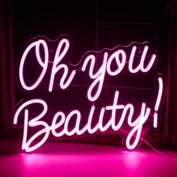 Oh You Beauty Неонова реклама с Ръчно изработени Неонова Лампа за Спални, Партита, Салон за Красота, Акрилни Стенен Декор, Естетически