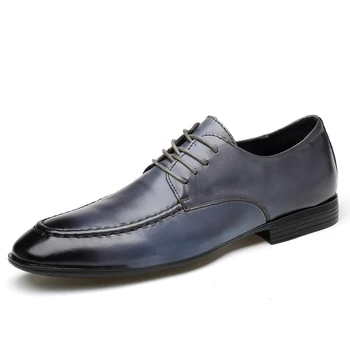 Модела обувки От естествена Кожа В Италиански стил, Мъжки Бизнес Обувки, Модни Сватбена Официалната обувки, обувки-oxfords В ретро стил, Мъжки обувки