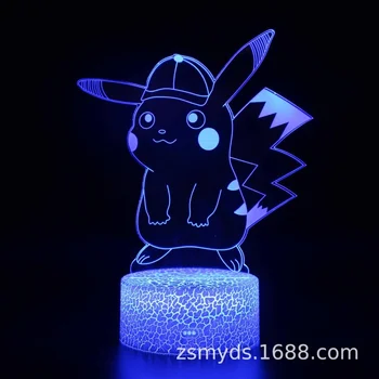 Покемон Пикачу 3D лека нощ Творчески led Визуален Лампа, Подарък за Свети Валентин 
