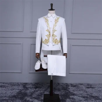 Белия си смокинг, сако, мъжки вечерен костюм, мъж с костюм, homme, сватбени костюми за сватба, мъжко яке + панталон + вратовръзка