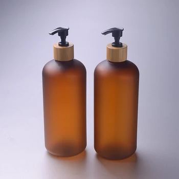 Козметична 250 ml matte перлена / прозрачна пластмасова бутилка шампоан с бамбук капак за помпа лосион, крем за грижа за кожата / Гел За душ / Лосион за тяло