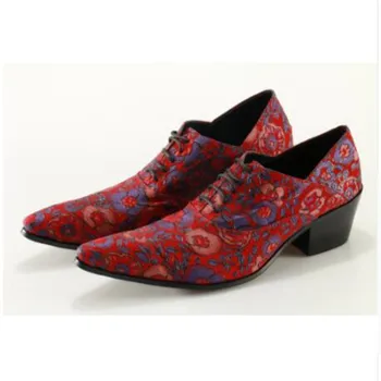 Chaussure Homme/Мъжки Обувки От Естествена Кожа, Червени на Модела Сватбени Обувки С Цветя Модел и Дърворезби На Дантела-За Мъже; Вечерна Парти; Sapato; Социална Обувки