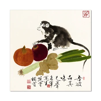 Необрезная китайската декоративна живопис туш и мивка на известния художник фигуристки Тънка репродукция на картина с изображение на птици и цветя