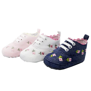 Обувки За Малки Момичета Памучен Обувки За Яслите, Лейси Меки Обувки С Цветна Бродерия, Модел Обувки За Деца, Бебешки Обувки