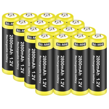 16 Опаковки 2800 ма 1.2 AA Ni-MH Акумулаторна батерия за батерии тип АА (включени калъф)