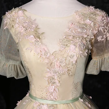 къс ръкав бродерия на цветя от мъниста придворное бална рокля кралско Средновековна Ренессансное Викторианска рокля Belle топка