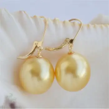 16 мм естествени перли във формата на миди на южното море обеци 14 К злато Култивирани Безупречен Аврора Окачени Луксозни Бижута AAA Классич