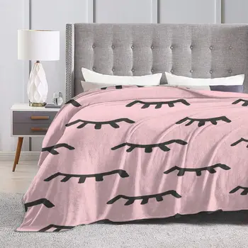 Розови мигли вязаное одеяло карикатура на красотата приказно затворени очи фланелевое одеяло билети за пътуване украса меко и топло покривало за легло