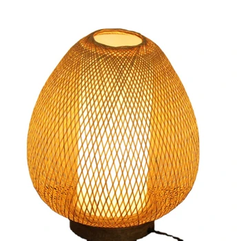 Китайски стил традиционна бамбук настолна лампа ръчно изработени от бамбук нощна лампа за спални сватбен подарък лампа